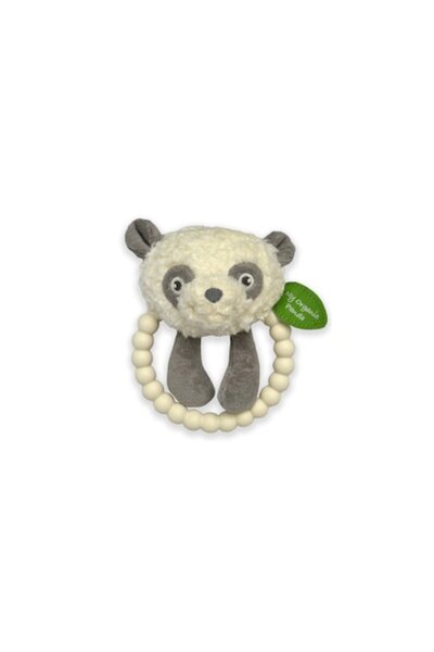 Myteddy Rattle toy with teething ring My Teddy Panda white gray
