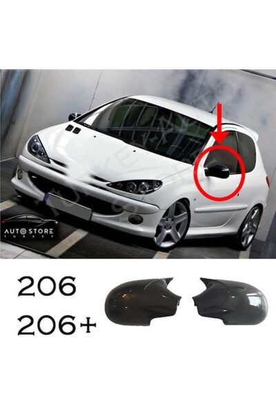 Sheyzen Peugeot 206 Batman Yarasa Ayna Kapağı Parlak Siyah 1998-2012