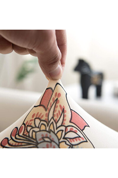 OEM Elastic sofa cover 2-seater cream with flowers