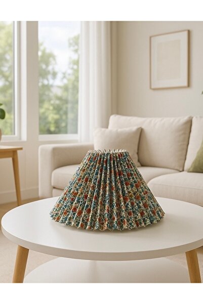 burenze Modern Umbrella Pileli Flower Çiçek Desenli Aplik Abajur Şapkası Sadece Şapka Fiyatıdır 22 CM Çap