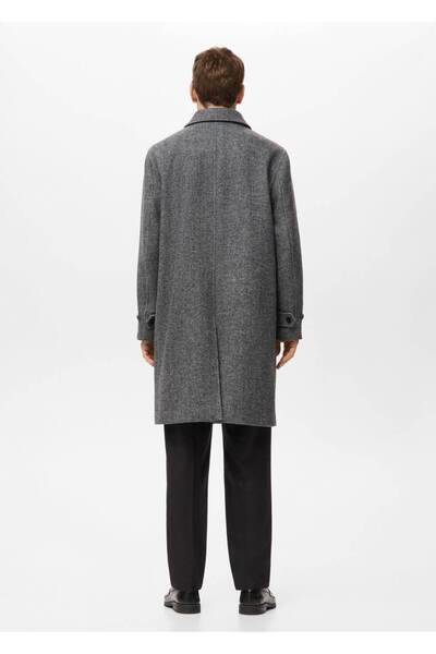 MANGO Man Yün karışımlı balıksırtı kalıplı palto