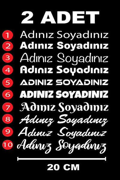 Yalıgraf Reklam Tabela Ad Soyad Sticker - İsim Sticker - İsim Soyisim Sticker...