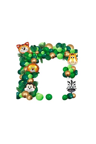 OEM Set de baloane/decorațiuni, Safari, 76 piese, Verde/Galben