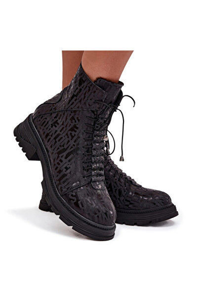 Artiker Botine din piele pentru femei cu izolație și fermoar 57C2257 Negru 39