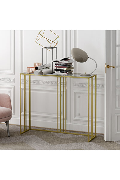 Marsah Home Masa tip consola Carly sticla securizata fumurie 85x100x30 cm