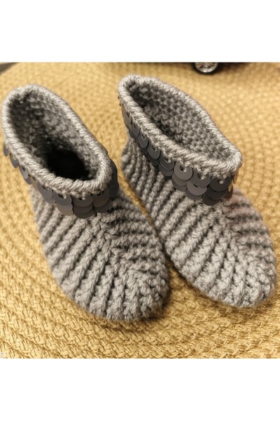ki Sequin Hand-Knitted Baby Booties |   Soft and Warm
