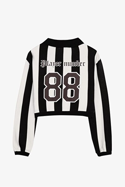 Quzu Μπροστά και πίσω με τύπωμα φούτερ μαύρο