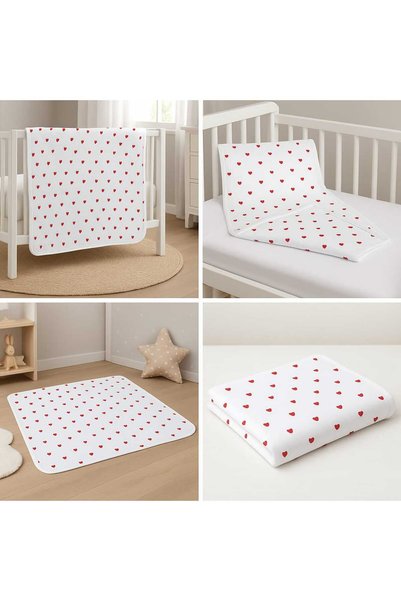 vieso Unisex Baby Blanket – Double Layer with Hearts, 100% Cotton, 80×90 cm