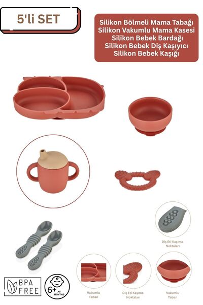 espashome 5-Piece Silicone Set / Divided Food Plate / Bowl / Cup / Teether / ...