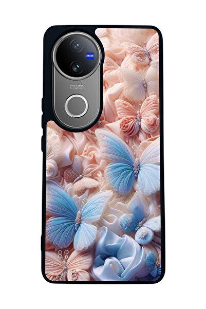 Aksel Kılıf متوافق مع هاتف Vivo V50 5G مطبوع، أسود غير لامع، سيليكون ناعم، وا...