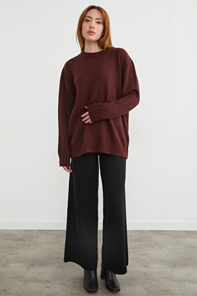 Fulla Moda Basic Crew Neck Casual Knit Sweater