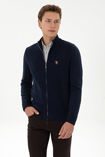 U.S. Polo Assn. Men's Navy Blue Basic Knitwear Cardigan 50317151-Vr033