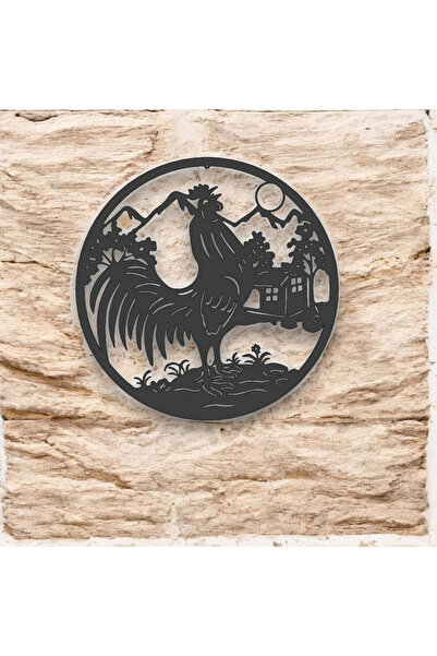 buz Metal wall decoration, rooster design, 50 cm, black