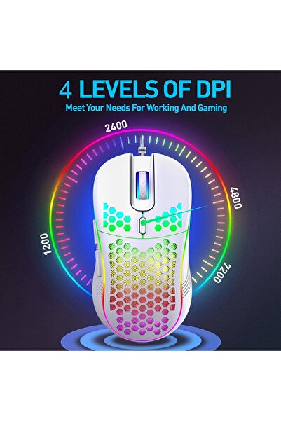 BIGTHREE Wired Gaming Mouse, Ergonomic Lightweight USB Computer Mouse, Silent Mouse with Double Clic