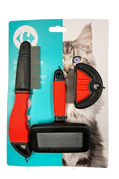 Carrefour Set of 3 cat brushes Care, Multicolor
