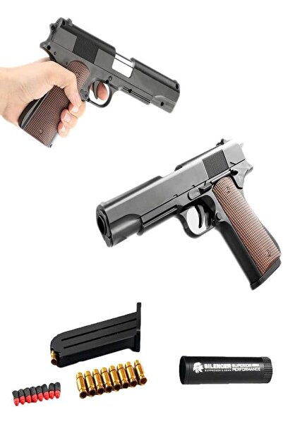 Fun Moment مسدس لعبة مزود بآلية إخراج رصاصة من إسفنج EVA الناعم - بني