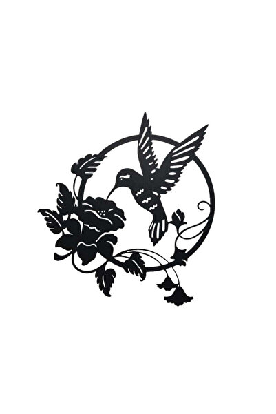 buz Μεταλλική διακόσμηση τοίχου, μοντέλο κολιμπρί, 65 x 59 εκ., μαύρο