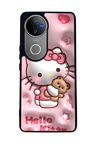 Aksel Kılıf متوافق مع هاتف Vivo V50 5G مطبوع، أسود غير لامع، سيليكون ناعم، وا...