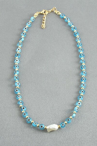 CT STONES Buğz Pearl Evil Eye Bead Necklace