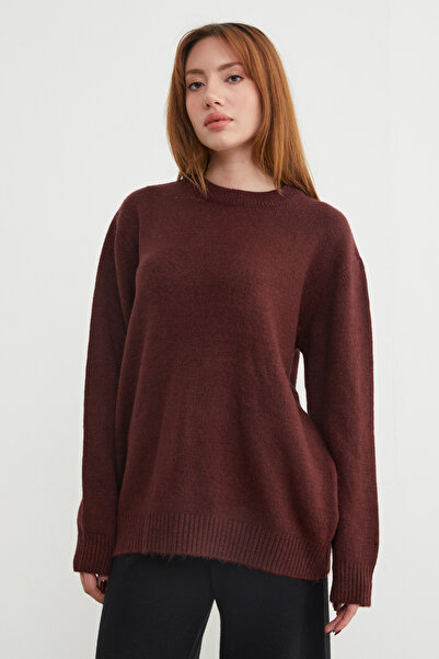 Fulla Moda Basic Crew Neck Casual Knit Sweater