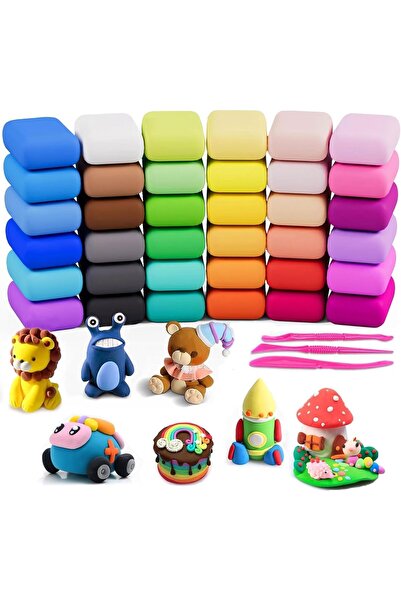 LinJie Air-Dry Clay 36-Color Foam Set with 3 Sculpting Tools for Kids & Adults -