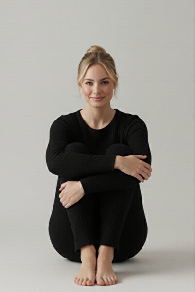 Farya Home Pamuklu Kalın Kışlık İnterlok Şeritli Şardonlu Örme Pijama Takımı