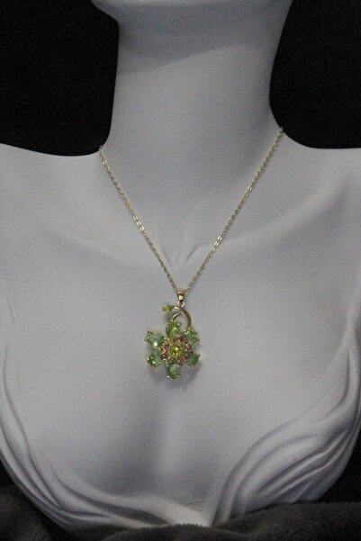 REMALY Yeşil Renk Svarovski Çiçek Kolye