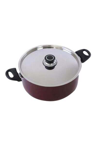 Generic Royalford Nonstick Cookware With Lid Red/Silver/Black 26centimeter