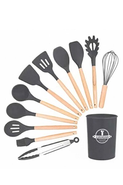 Generic Lukadah 12 Pcs Silicone Cooking Utensils Kitchen Utensil Set - 446Â°F Heat Resistant,Wooden Handle,