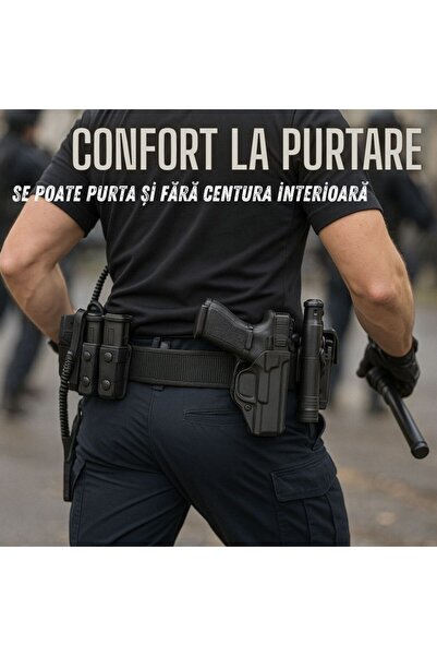 Hipolar Double Combat Tactical Belt, 137 cm, Size L, with Inner Belt, Black