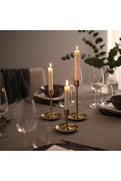 IKEA Candlestick, Set Of 3, Brass-Colour