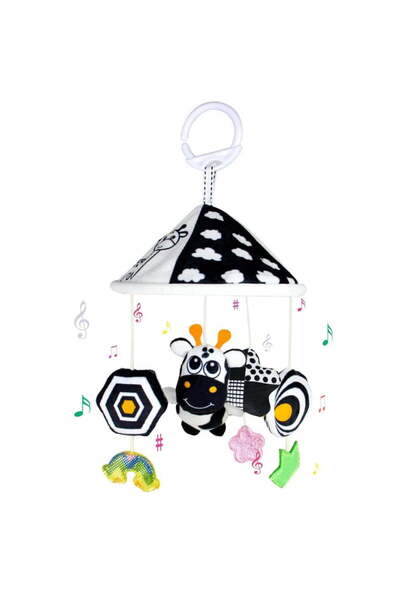 buz Κέντρο δραστηριοτήτων για κούνια & καρότσι, μαύρο/λευκό καρουζέλ, 0+ μηνών