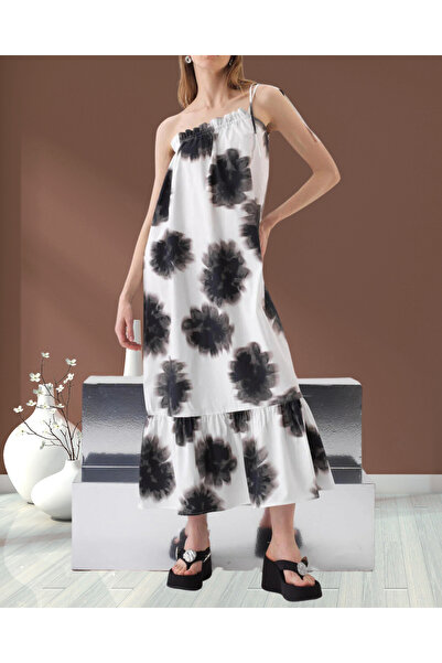 MinervaXint Women's White Off-The-Shoulder Oversized Midi Length Dress