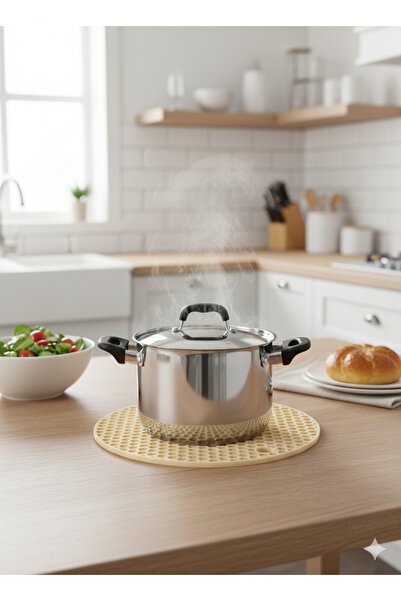 EUROLUXE Multi-Purpose Round Silicone Trivet Serving Mat Pot Holder | Heat Resistant and Non-Slip