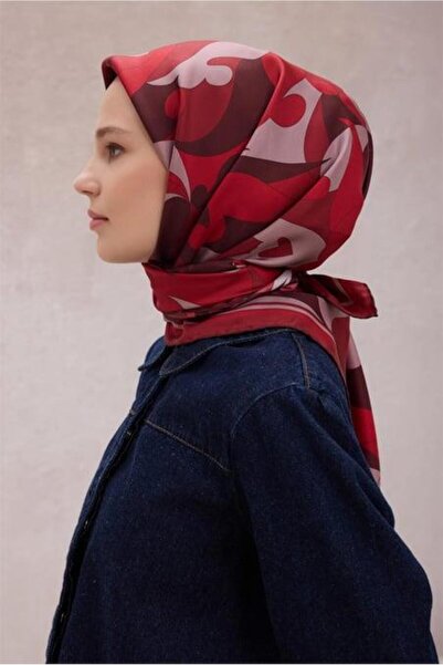 Belli Tivil Saf İpek Eşarp IST 4213 - 86 Bordo Geometrik Desen
