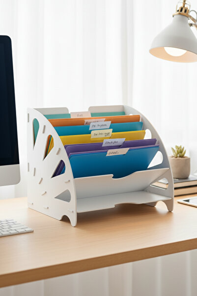 Simux Sunrise Masaüstü Ahşap Dosyalık- Çok Amaçlı Organizer