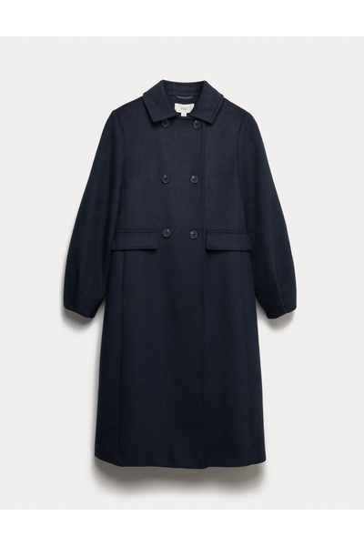 Marks & Spencer Yün Karışımlı Çift Düğmeli Midi Palto