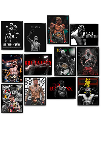 TABLOX Set de pictură MDF UFC MMA Fighter Jon Jones Alex Pereira Charles Oliveira Nate Diaz GSP 12 piese