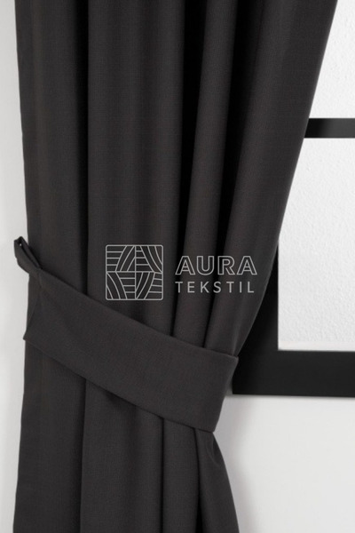 Fluiana Natural Linen Background Curtain 100% Linen | Anthracite Color Frequent Pleats 1/114