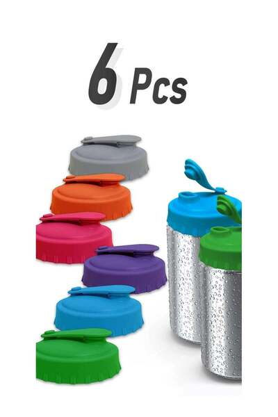 Generic Excefore 6 Pack Reusable Silicone Soda Can Lids, Spill-Proof Can Covers for Standard Size Cans of S