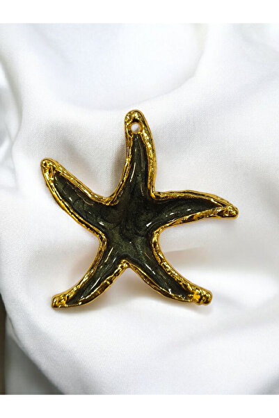 SESİKA HOBİ Cercel cu pandantiv cu sclipici verde emailat stea de mare, acces...