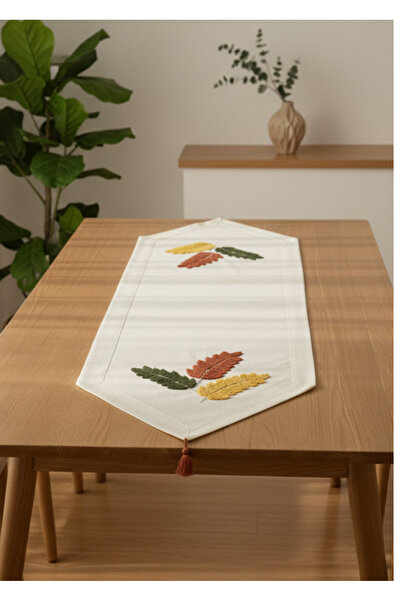 Destiva Home Buldan Handwork Floral Pattern Embroidered Red Tasseled Hexagonal Cotton Runner (40X130 cm)