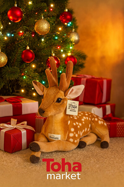TOHA 55 cm Kahverengi Geyik Peluş Oyuncak | Yumuşak Dolgulu Noel Dekoru