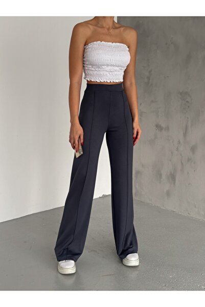 Gugus Women's Modal Fabric Loose Legs with Sewn Front and Elastic Waist Casual Pants