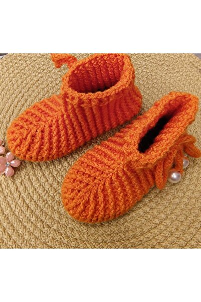 ki Pearl-Embellished Hand-Knitted Baby Booties |   Soft and Warm