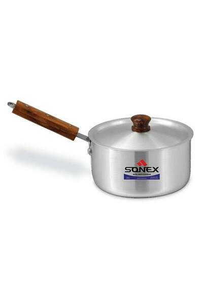 Generic SONEX Sonex Aluminium Sauce Pan No.2, 18.5 cm, 2.5 Ltr â€“ Elegant Metal Finish, Cool Wooden Handle
