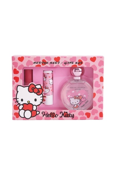 Hello Kitty hediye seti parfüm oje ve dudak nemlendirici