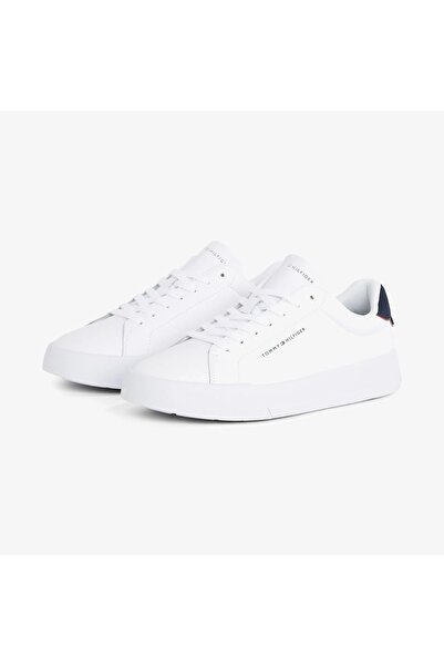 Tommy Hilfiger TH COURT LTH DETAIL ESS Erkek Beyaz Spor Ayakkabı - FM0FM05367