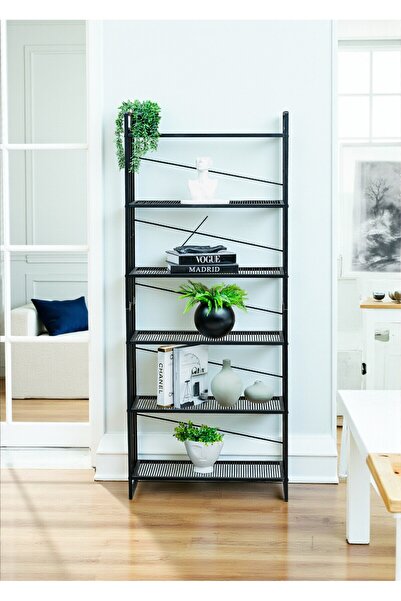 Bye Concept More DEKORATİF SİYAH METAL KİTAPLIK 6 RAFLI ÇOK AMAÇLI STAND SALO...