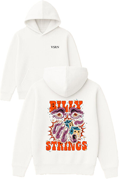 VSRN billy strings Hanorac alb supradimensionat cu glugă și imprimeu de design
